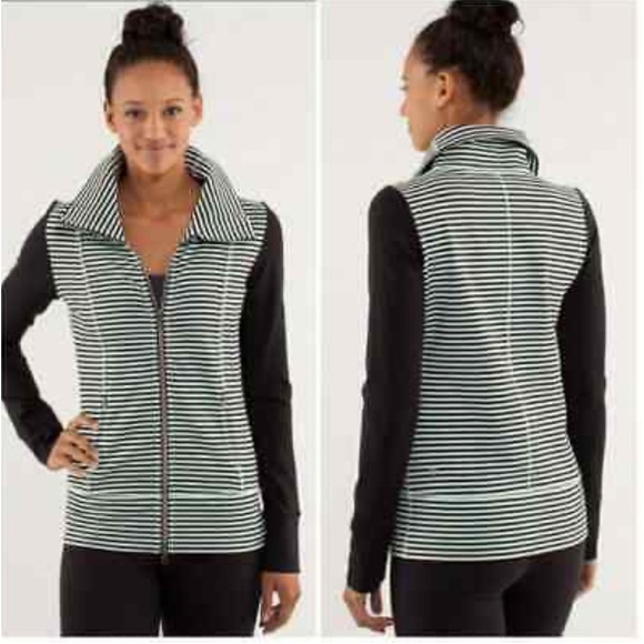 Lululemon Daily Yoga Jacket Classic Stripe Mint Moment Black 6 EUC - Picture 2 of 13